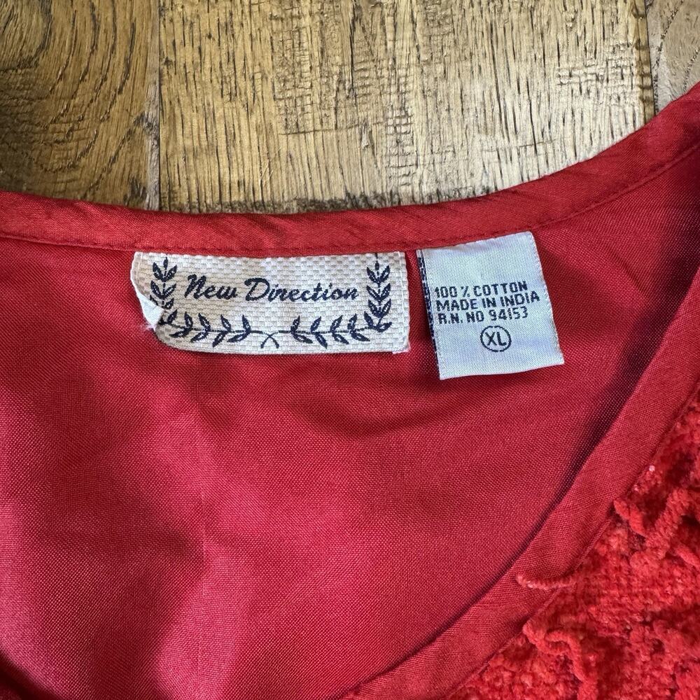 VTG Shag Fringe New Directions Red Button Front Jacket Blazer Retro 80s Sz XL - Picture 2 of 6